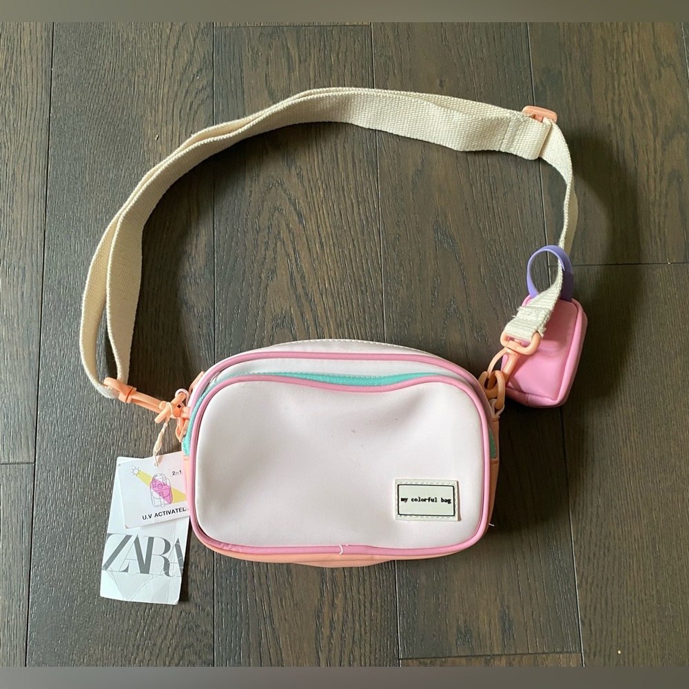 Multi colour UV activated Zara Crossbody Bag with Adjustable Strap
